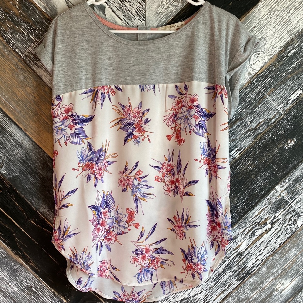 Gray Floral Rewind Shirt